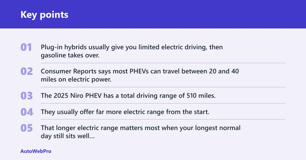 Key points: Plug-in hybrid vs EV side-by-side